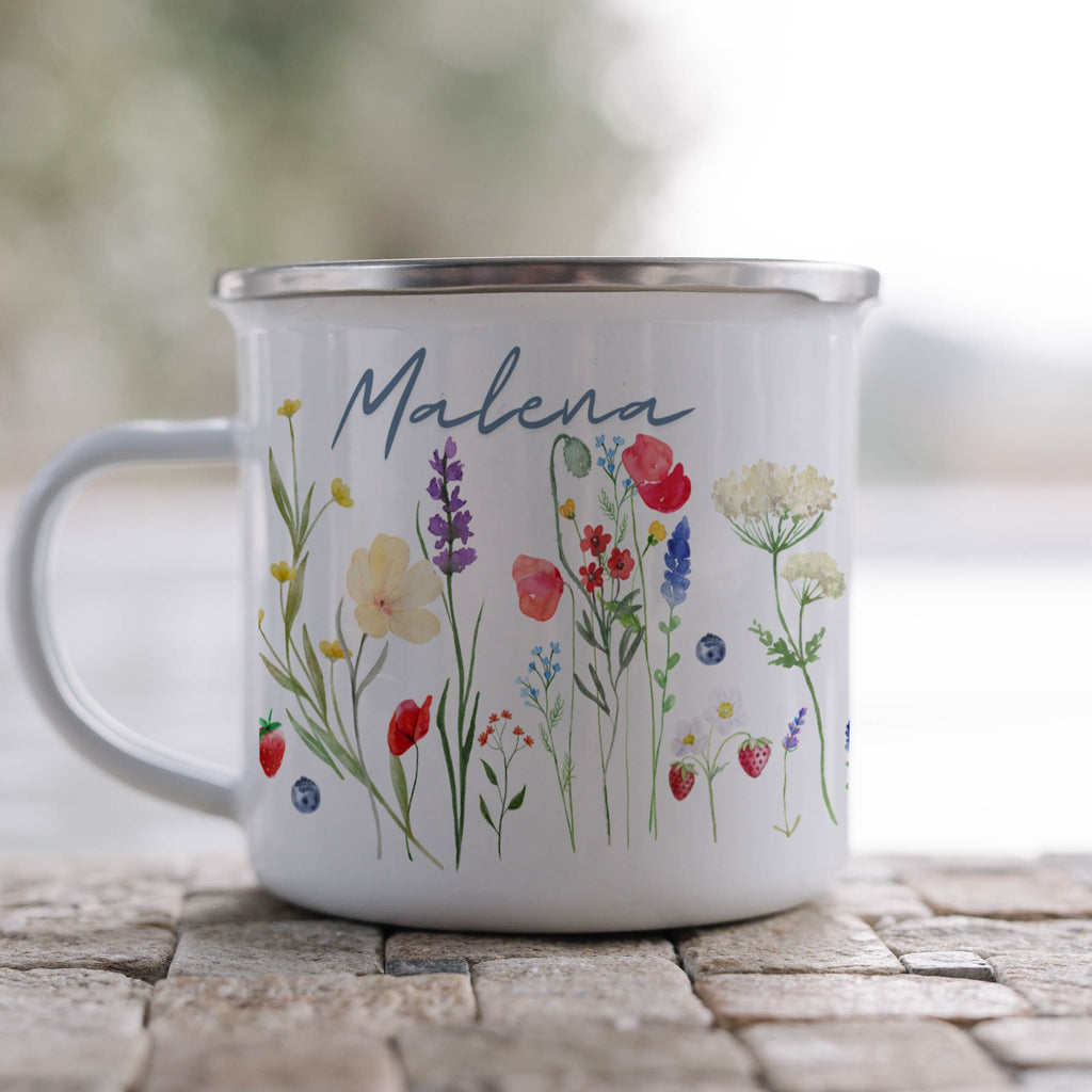 Beautiful Floral Mug with Name Malena Design product type