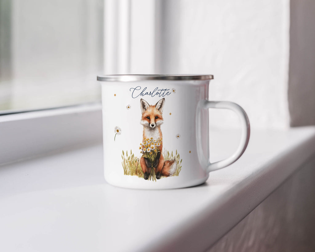 Personalized Fox Design Enamel Mug Ideal for Gifts product