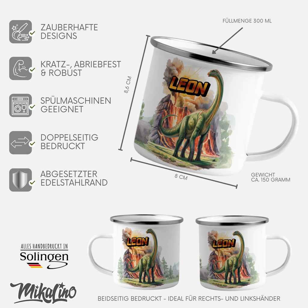 Dinosaur Print Custom Name Enamel Camping Mug product