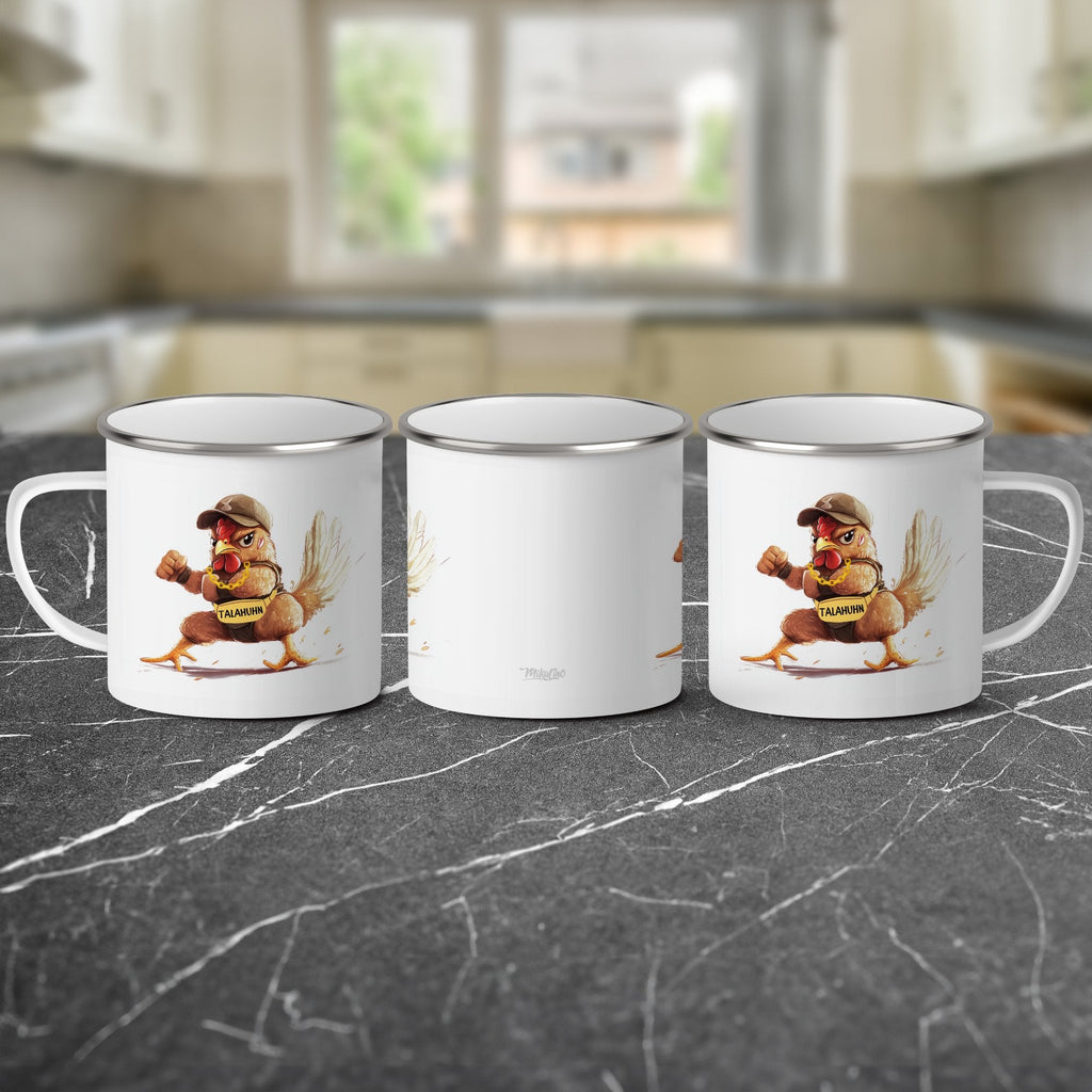 Emaille Tasse Lustiges Hähnchen Grafik Design Tassen Geschenk mit Name personalisiert & Motiv | Geschenkidee (7498) - von Mikalino