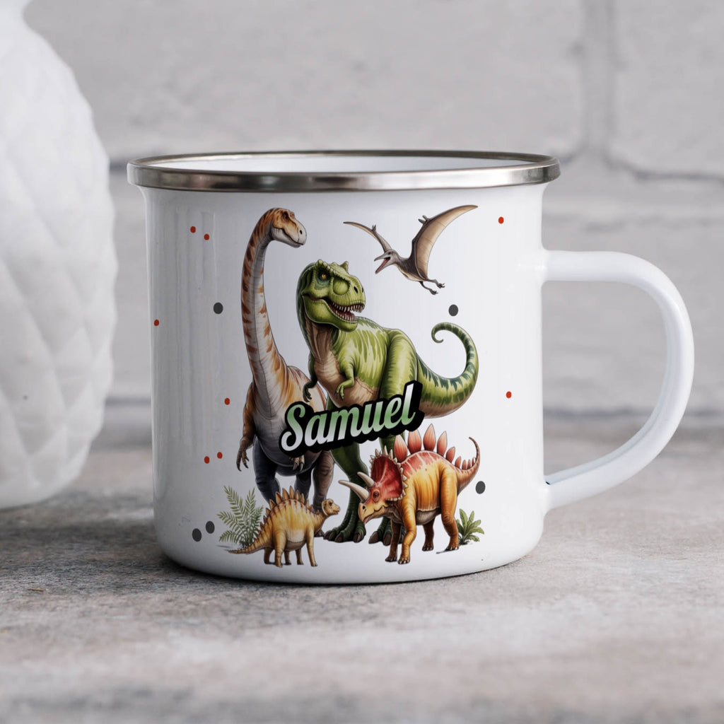 Personalized Dinosaur Design Enamel Mug for Kids product