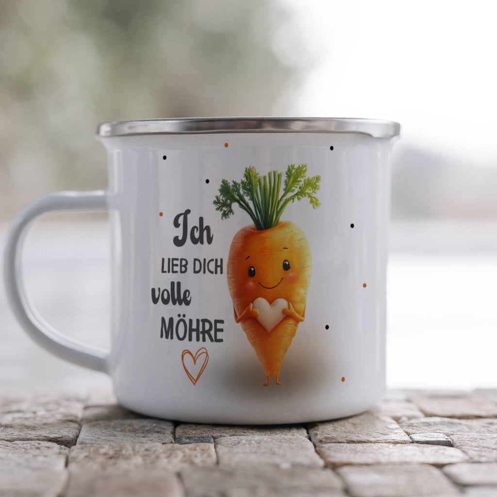 Emaille Tasse Ich lieb dich volle Möhre lustige Karotten mit Name personalisiert & Motiv | Geschenkidee (7488) - von Mikalino