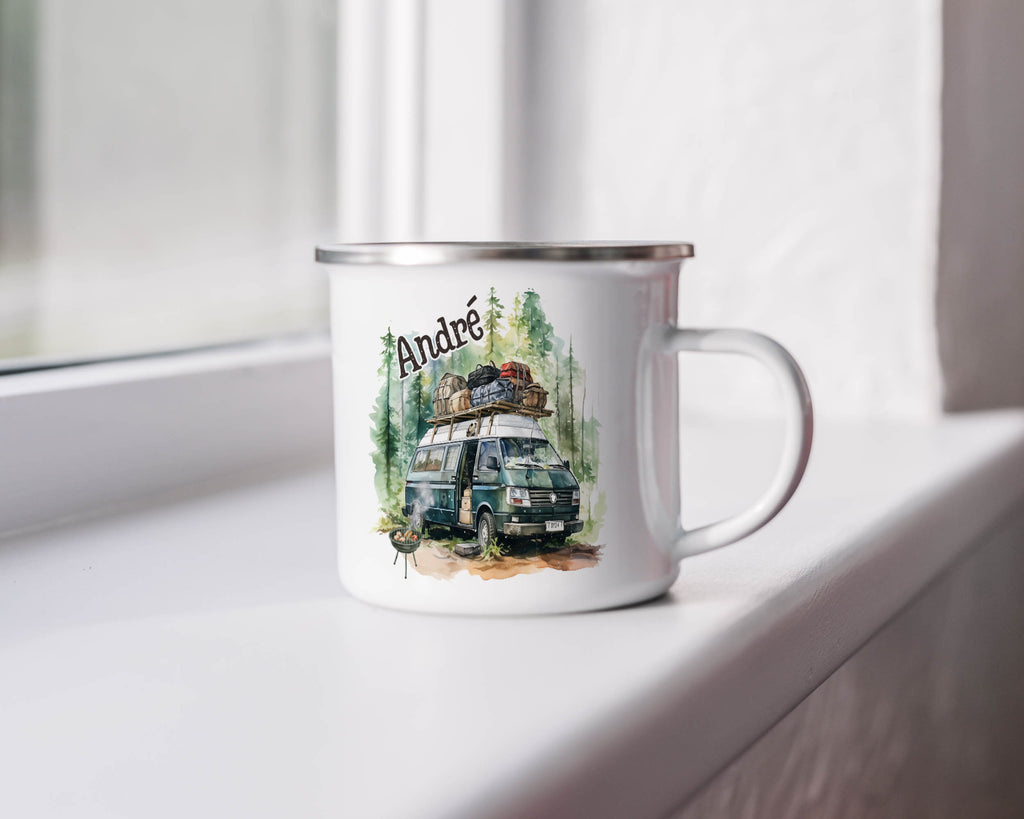 Personalized Camp Van Design Enamel Mug product