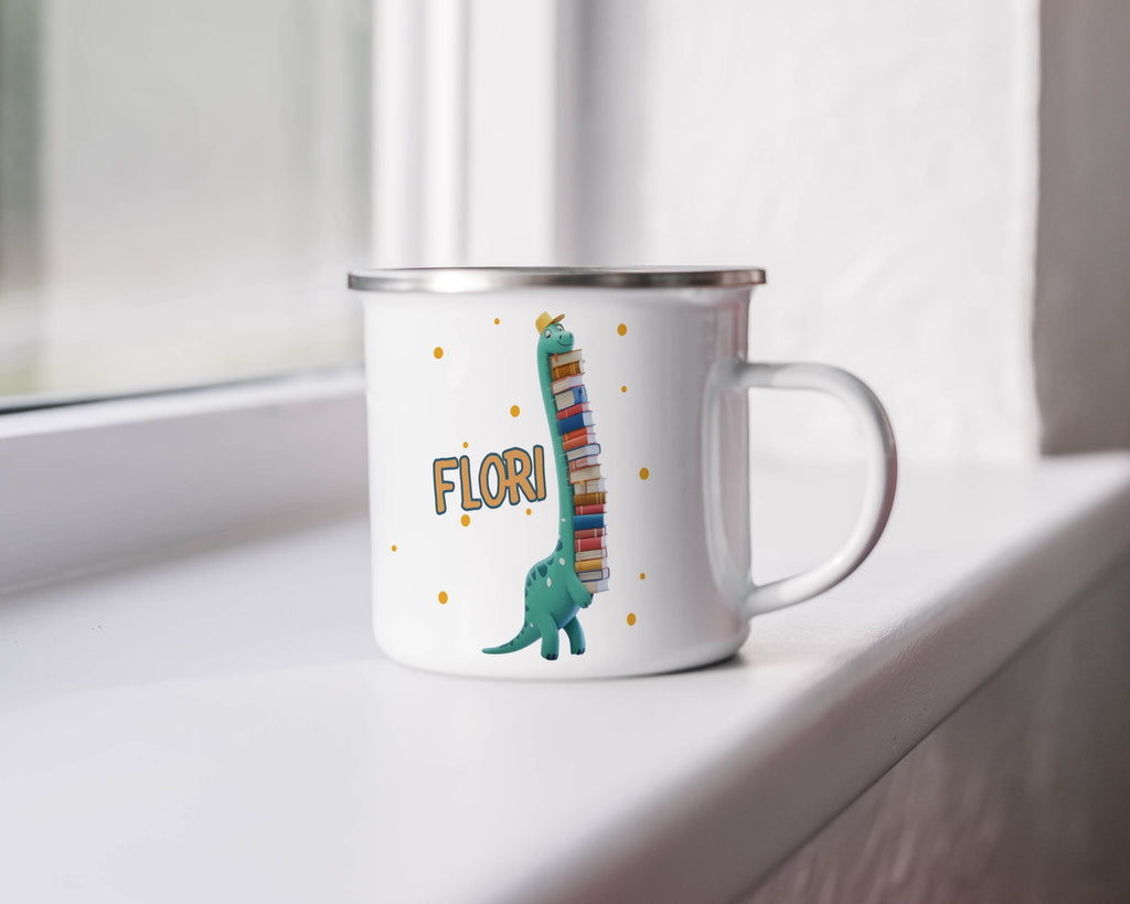 Personalized Dino and Books Design Mug product