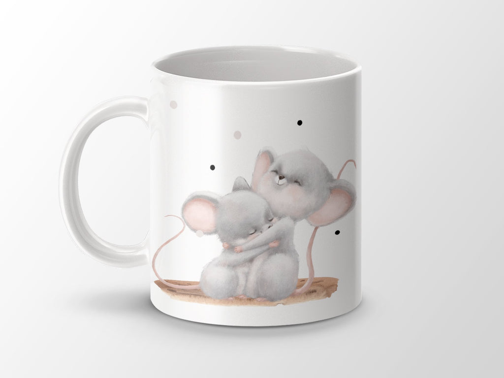 Keramik Tasse Süße Umarmung Mäuse Design - von Mikalino