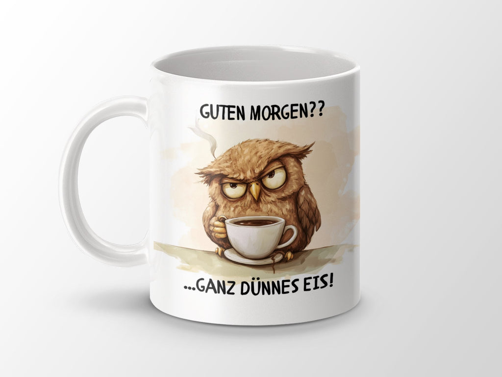 Keramik Tasse Guten Morgen Eule Cartoon Lustige - von Mikalino