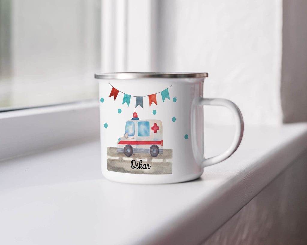 Ambulance with banners theme personalized mug