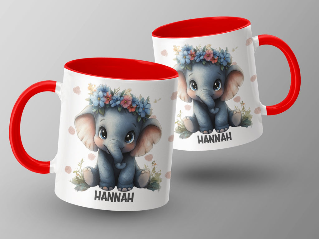 Keramik Tasse mit Wunschname Elefant - von Mikalino