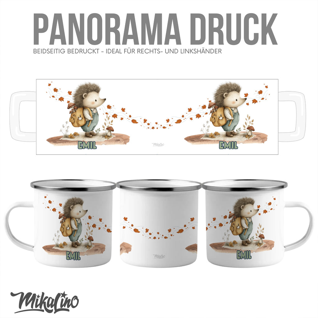 Cute Hedgehog Printed Two Sided Enamel Mug product type