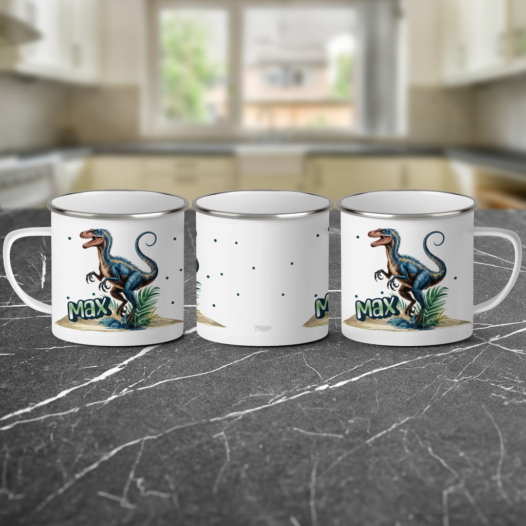 Dinosaur Print Personalized White Mug product type