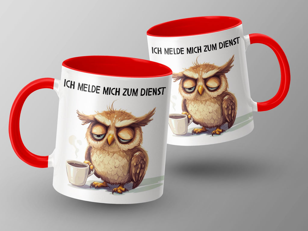 Keramik Tasse Ich Melde Mich Zum Dienst Eulen - von Mikalino