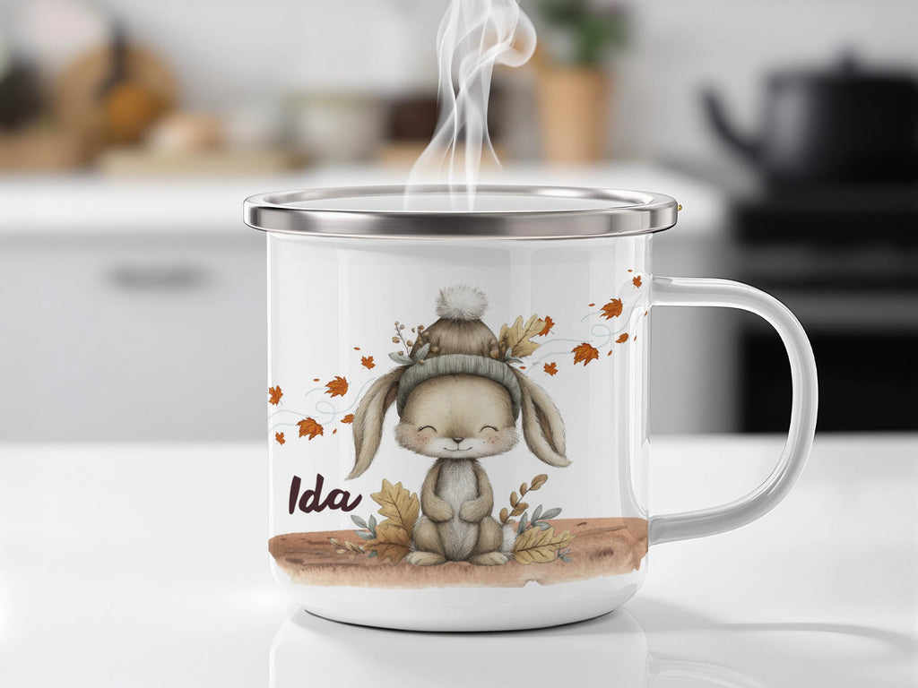 Cute Rabbit Winter Design Steel Mug product