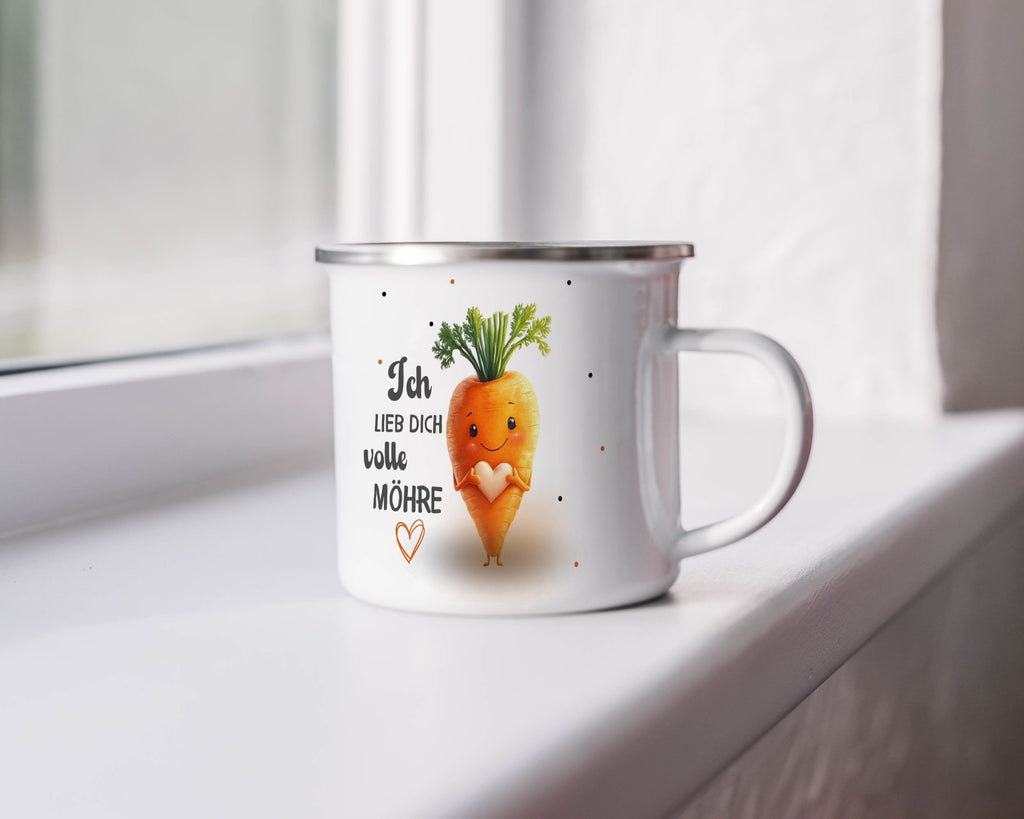 Emaille Tasse Ich lieb dich volle Möhre lustige Karotten mit Name personalisiert & Motiv | Geschenkidee (7488) - von Mikalino