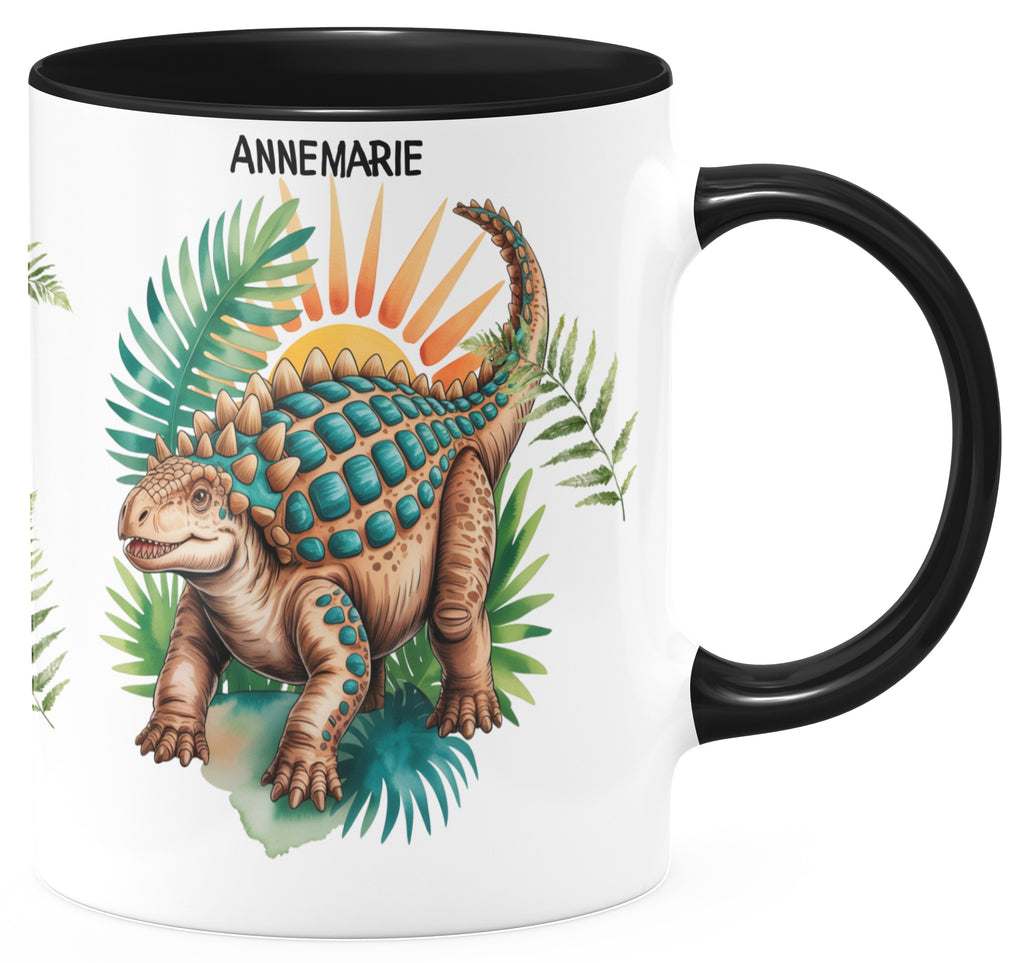 Personalized Dinosaur Theme Black Handle Mug product