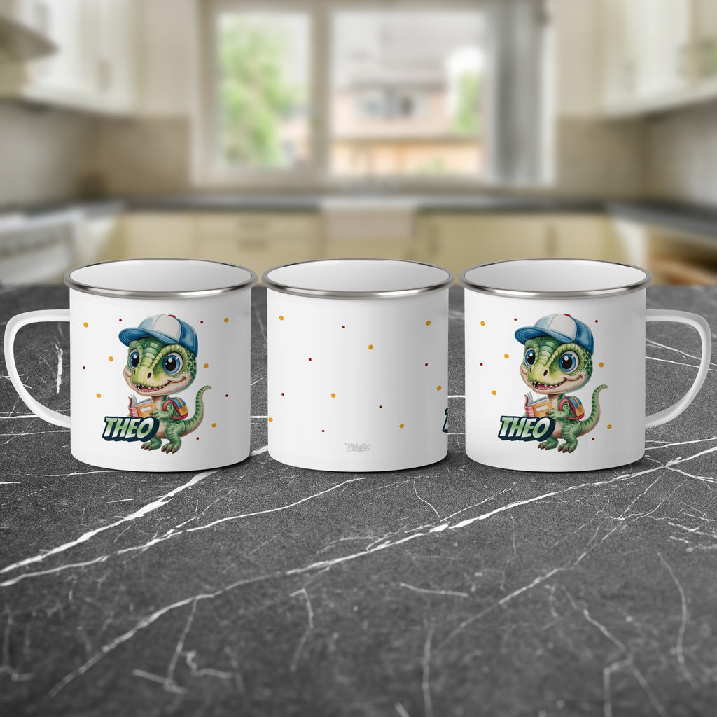 Personalized Theo Lizard Design Enamel Mug product