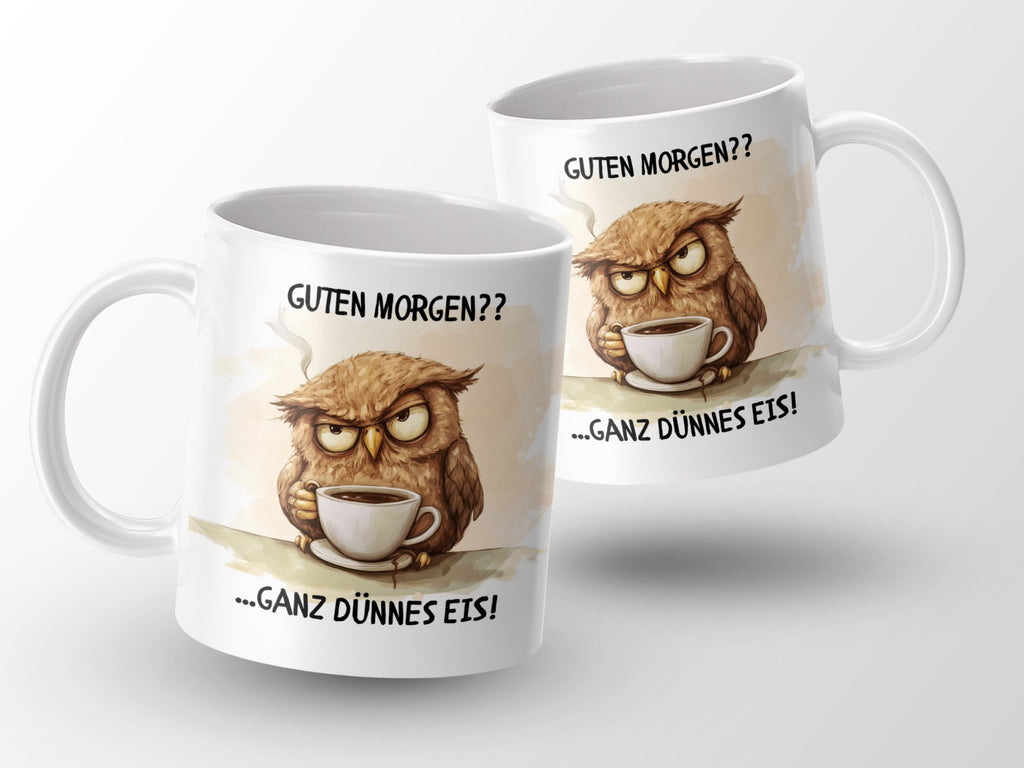 Keramik Tasse Guten Morgen Eule Cartoon Lustige - von Mikalino