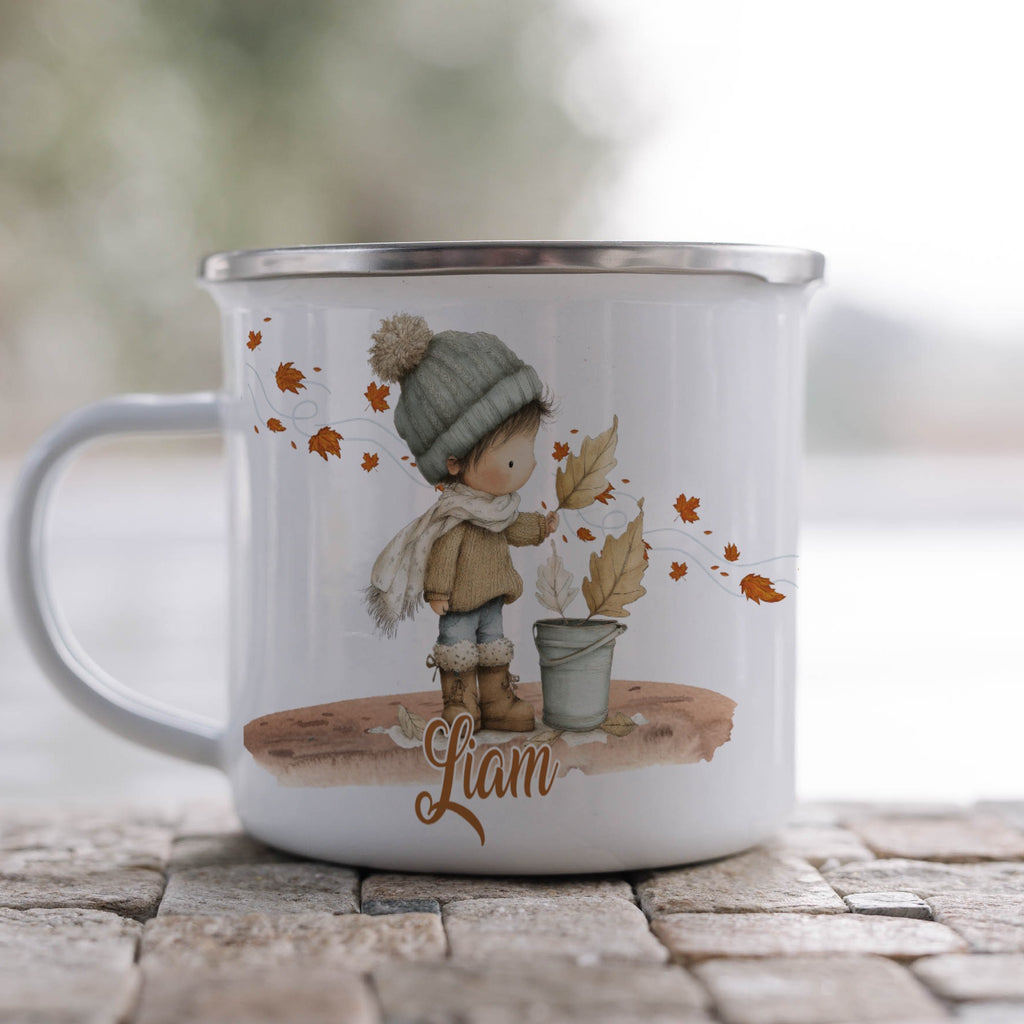 Liam fall leaves mug for autumn drinking coffee product