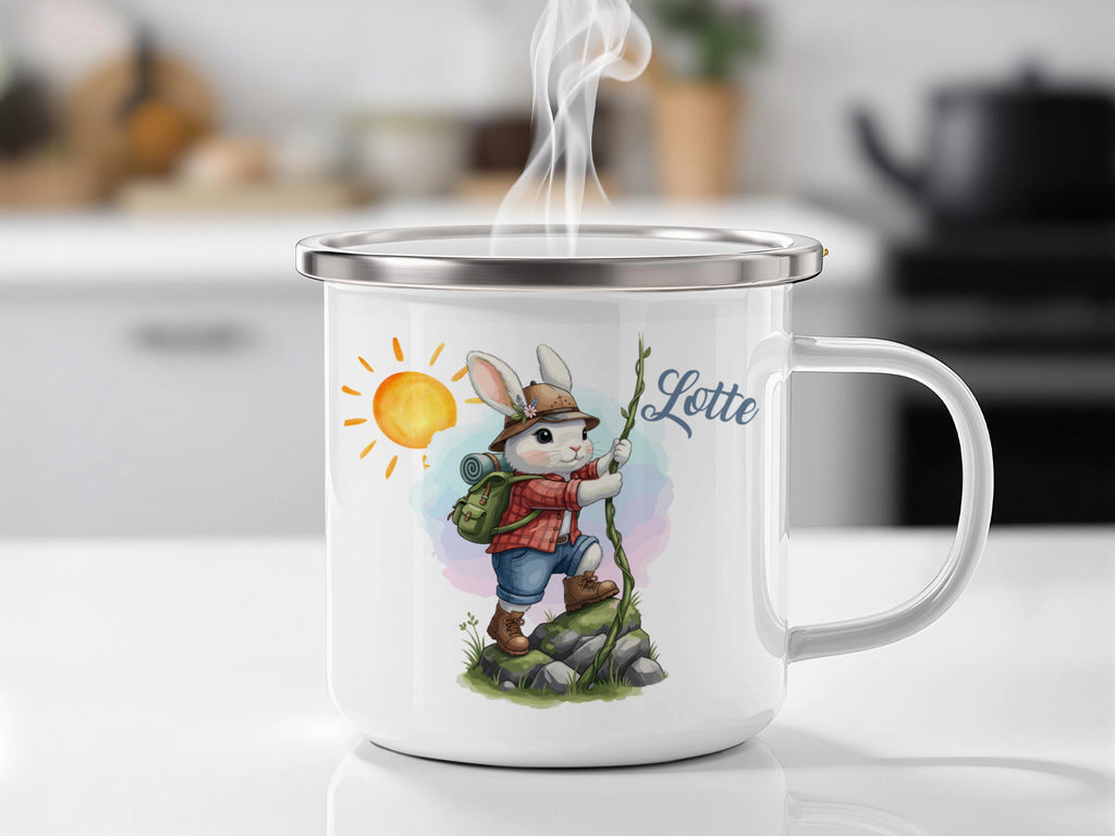 Adorable Bunny Hiking Design Personalized Mug product