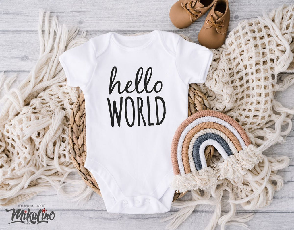 Babybody kurzarm Hello World - von Mikalino