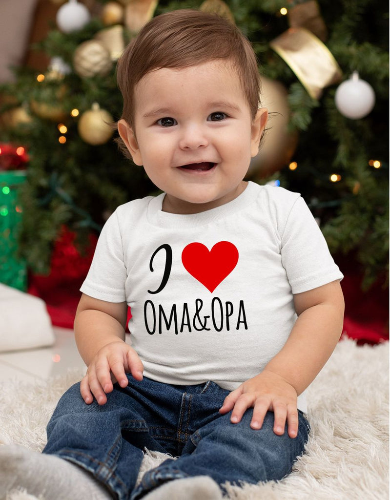 Mikalino Baby / Kinder T-Shirt mit Spruch für Jungen Mädchen Unisex kurzarm I love Oma & Opa | handbedruckt in Deutschland | Handmade with love - von Mikalino