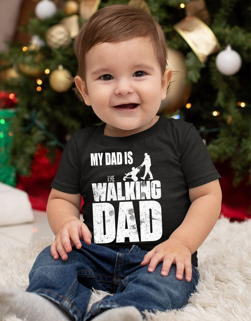 Mikalino Baby / Kinder T-Shirt mit Spruch für Jungen Mädchen Unisex kurzarm My Dad is the Walking Dad | handbedruckt in Deutschland | Handmade with love - von Mikalino