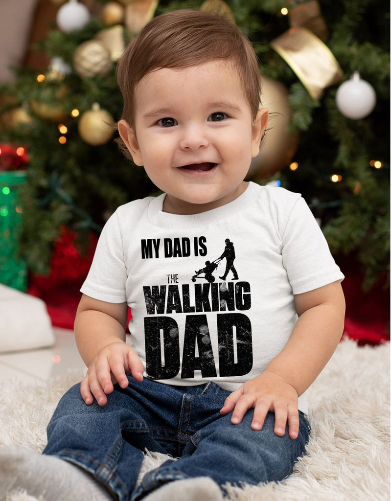 Mikalino Baby / Kinder T-Shirt mit Spruch für Jungen Mädchen Unisex kurzarm My Dad is the Walking Dad | handbedruckt in Deutschland | Handmade with love - von Mikalino