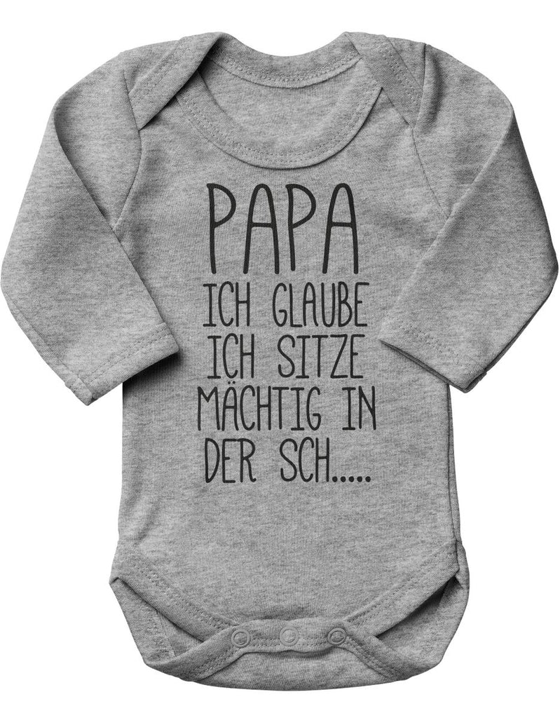 Babybody Langarm Papa ich sitze mächtig in der... - von Mikalino