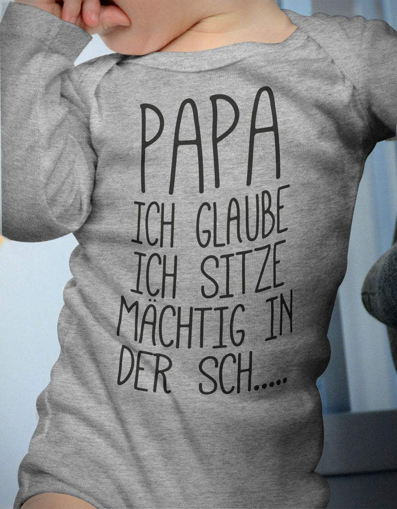 Babybody Langarm Papa ich sitze mächtig in der... - von Mikalino