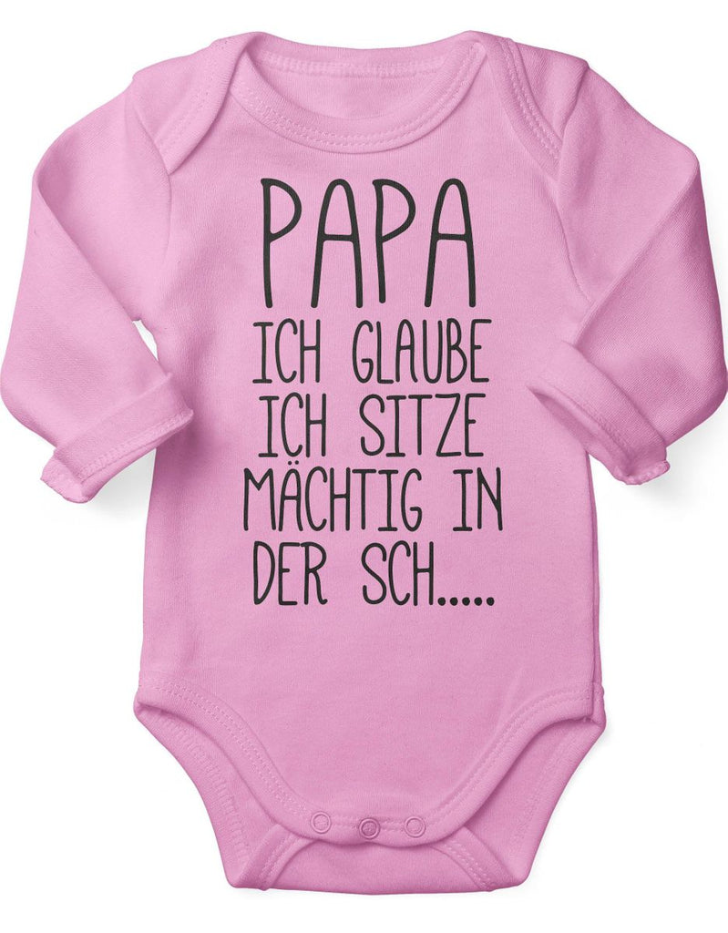 Babybody Langarm Papa ich sitze mächtig in der... - von Mikalino