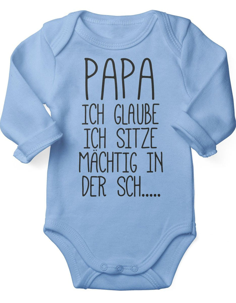 Babybody Langarm Papa ich sitze mächtig in der... - von Mikalino