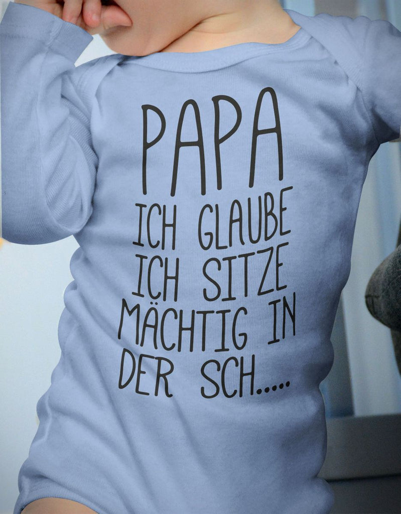 Babybody Langarm Papa ich sitze mächtig in der... - von Mikalino