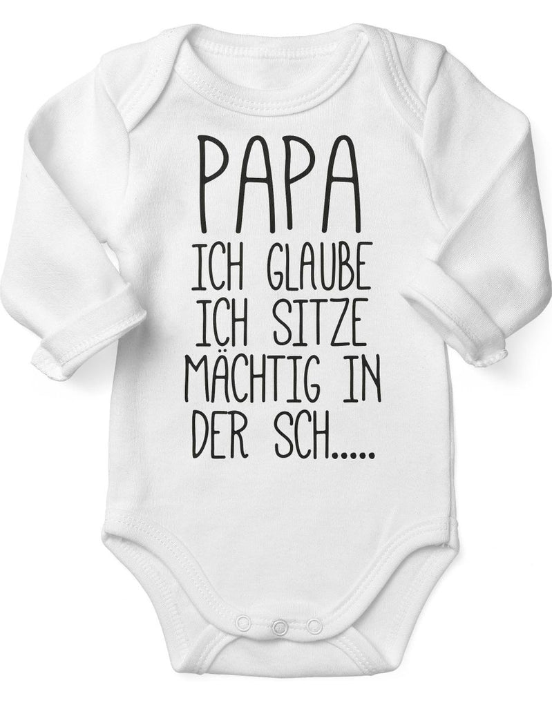 Babybody Langarm Papa ich sitze mächtig in der... - von Mikalino