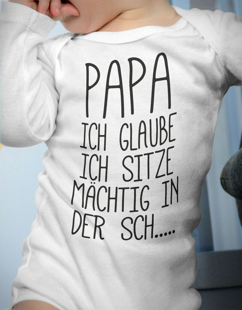 Babybody Langarm Papa ich sitze mächtig in der... - von Mikalino