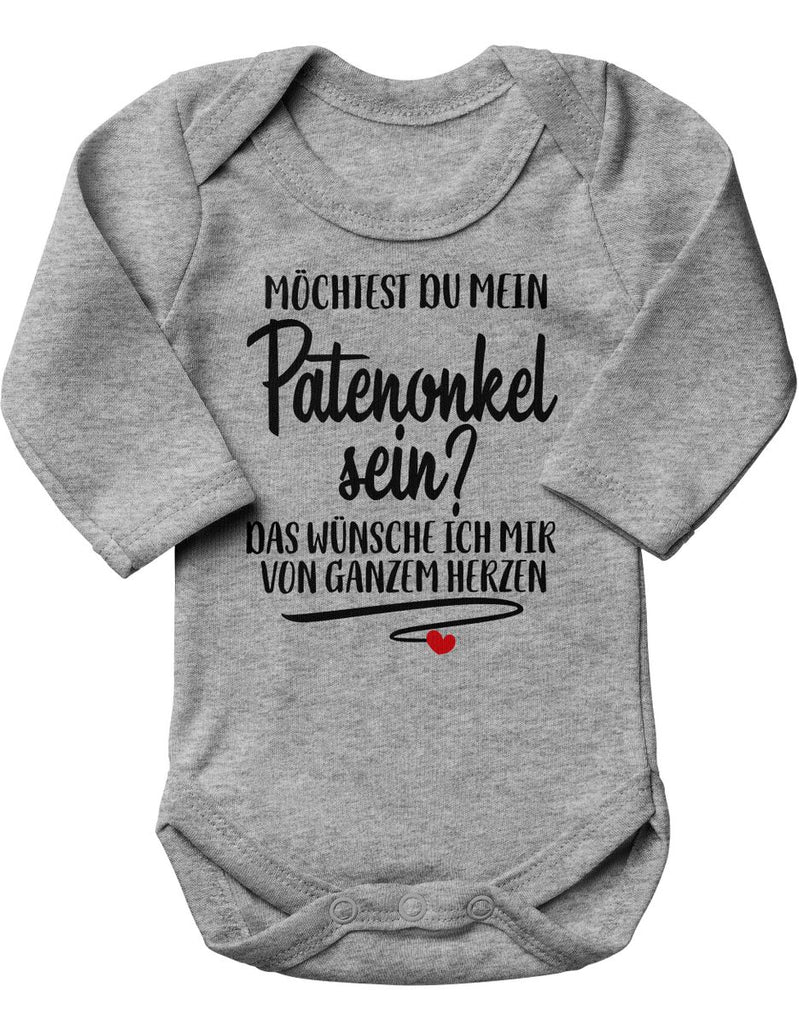 Babybody Langarm Möchtest du mein Patenonkel sein - von Mikalino