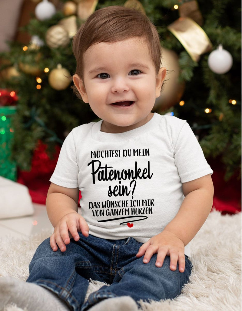 Mikalino Baby / Kinder T-Shirt mit Spruch für Jungen Mädchen Unisex kurzarm Möchtest du mein Patenonkel sein | handbedruckt in Deutschland | Handmade with love - von Mikalino