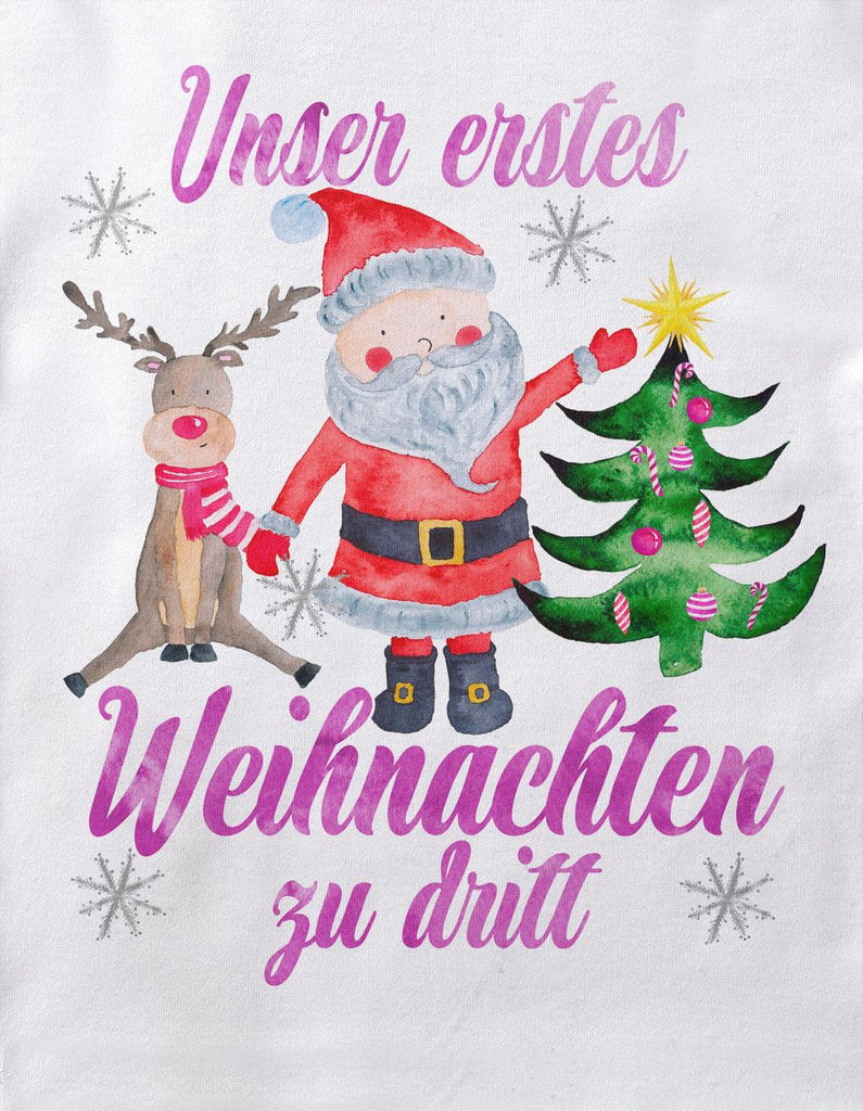 Babybody Langarm Unser erstes Weihnachten zu dritt (pink) - von Mikalino