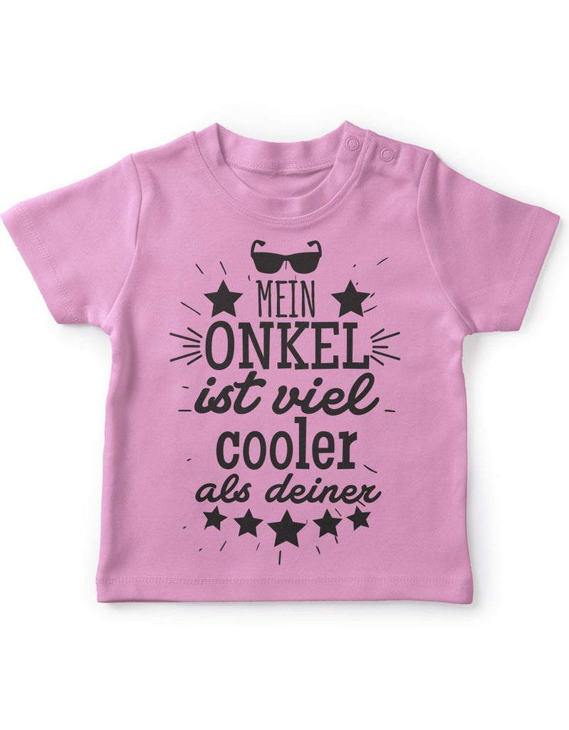 Mikalino Baby / Kinder T-Shirt mit Spruch für Jungen Mädchen Unisex kurzarm Mein Onkel ist viel cooler als deiner v2 | handbedruckt in Deutschland | Handmade with love - von Mikalino