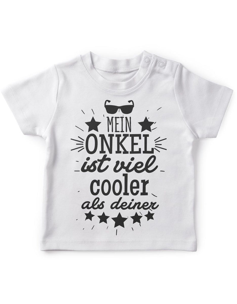 Mikalino Baby / Kinder T-Shirt mit Spruch für Jungen Mädchen Unisex kurzarm Mein Onkel ist viel cooler als deiner v2 | handbedruckt in Deutschland | Handmade with love - von Mikalino