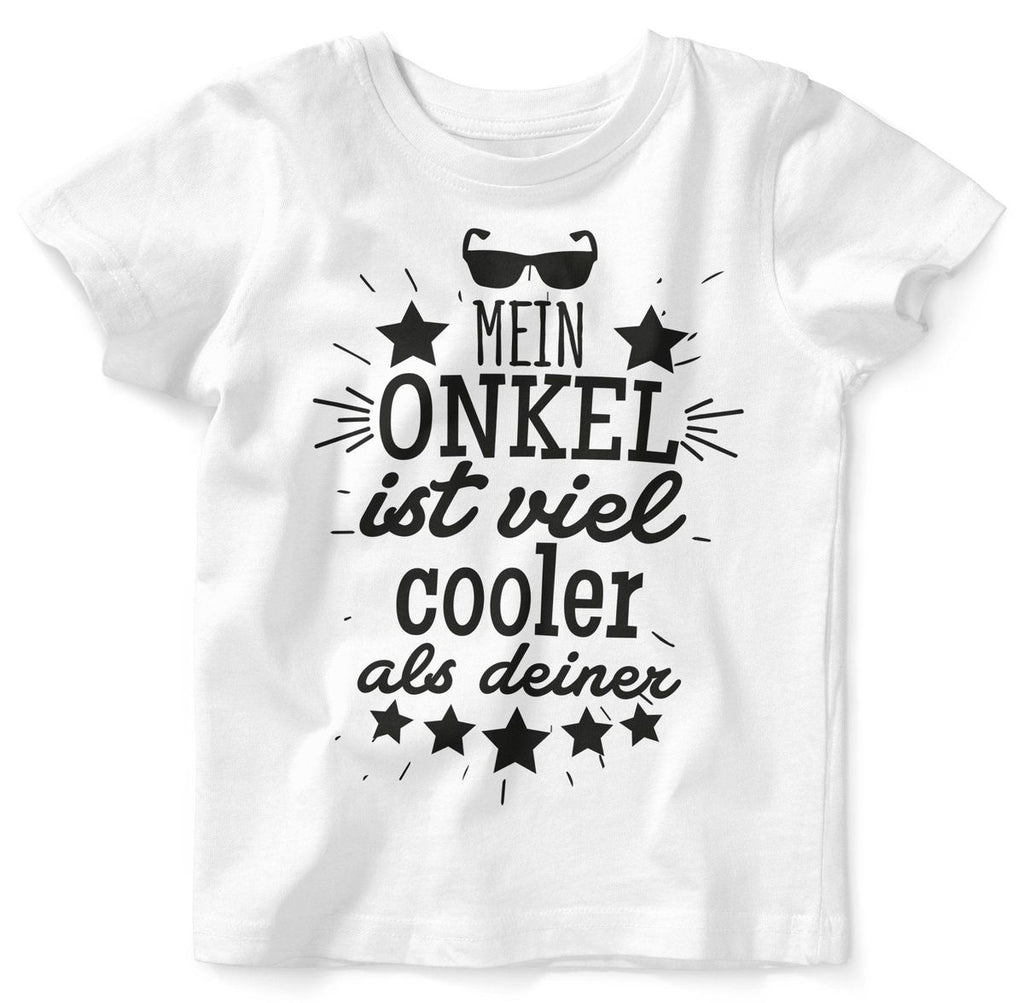 Mikalino Baby / Kinder T-Shirt mit Spruch für Jungen Mädchen Unisex kurzarm Mein Onkel ist viel cooler als deiner v2 | handbedruckt in Deutschland | Handmade with love - von Mikalino