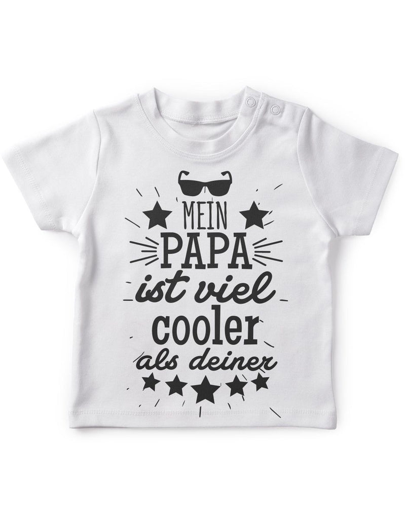 Mikalino Baby / Kinder T-Shirt mit Spruch für Jungen Mädchen Unisex kurzarm Mein Papa ist viel cooler als deiner v2 | handbedruckt in Deutschland | Handmade with love - von Mikalino