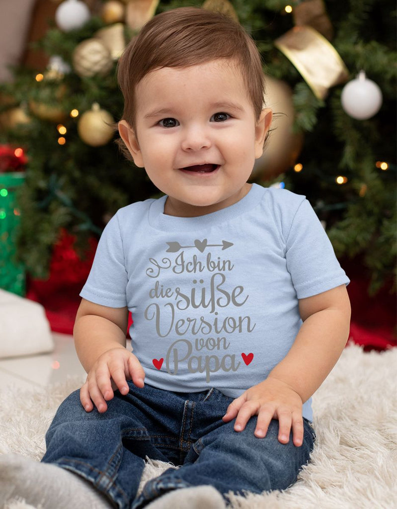 Mikalino Baby / Kinder T-Shirt mit Spruch für Jungen Mädchen Unisex kurzarm Ich bin die süße Version von Papa | handbedruckt in Deutschland | Handmade with love - von Mikalino