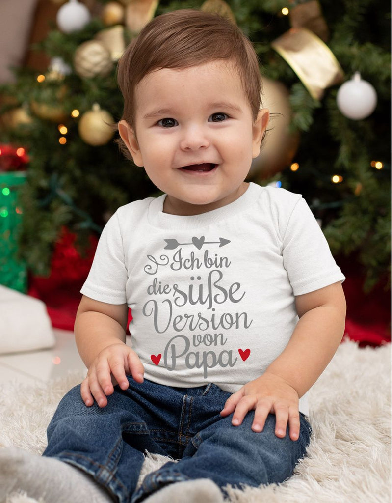 Mikalino Baby / Kinder T-Shirt mit Spruch für Jungen Mädchen Unisex kurzarm Ich bin die süße Version von Papa | handbedruckt in Deutschland | Handmade with love - von Mikalino