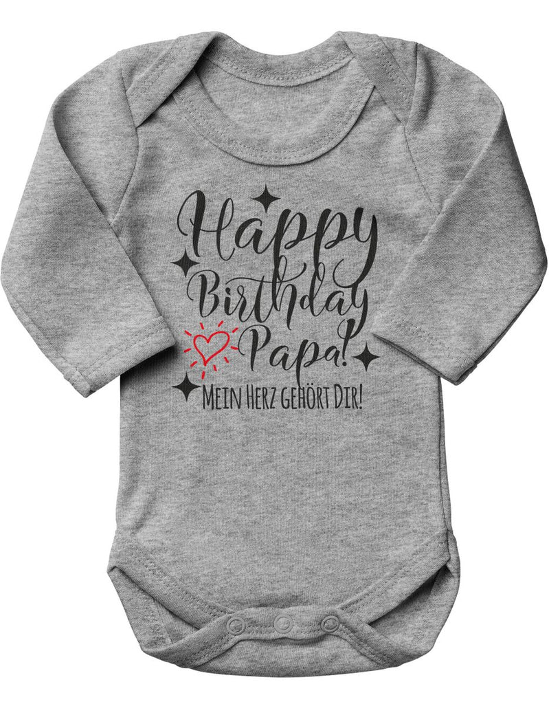 Babybody Langarm Happy Birthday Papa! Mein Herz gehört Dir! - von Mikalino