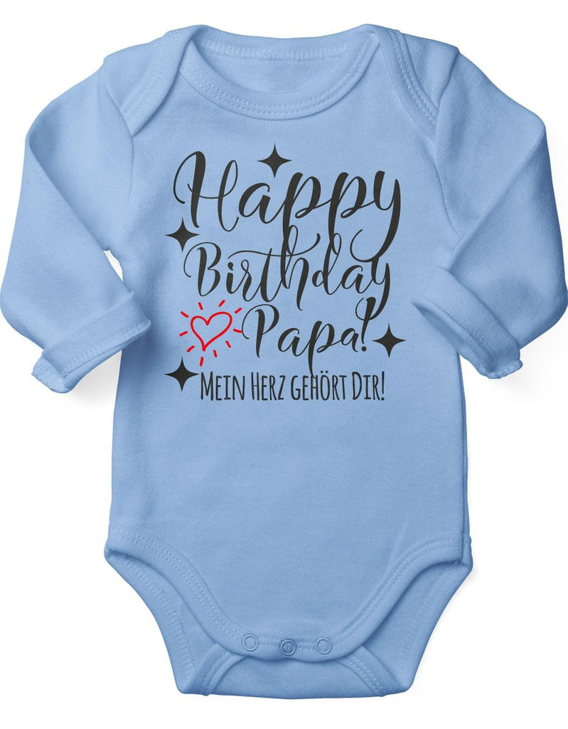 Babybody Langarm Happy Birthday Papa! Mein Herz gehört Dir! - von Mikalino