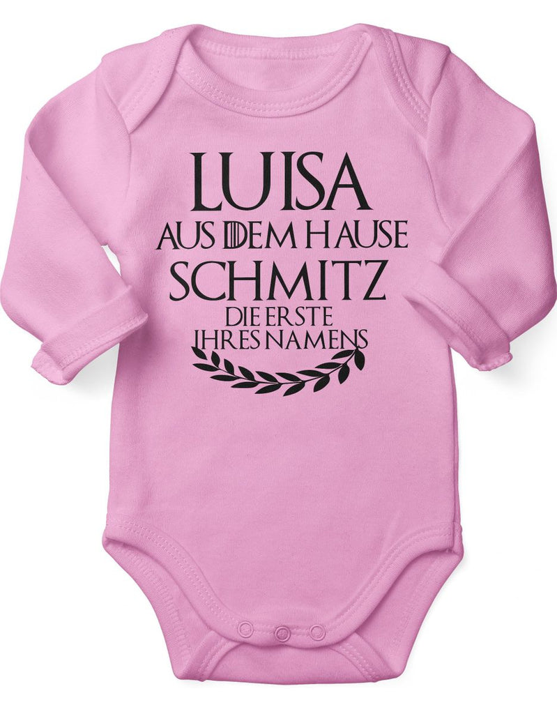 Babybody Langarm Individueller Name "aus dem Hause … - von Mikalino