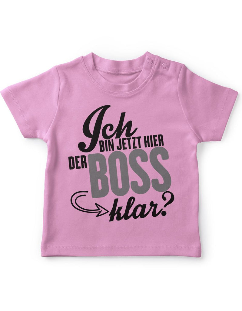 Mikalino Baby / Kinder T-Shirt mit Spruch für Jungen Mädchen Unisex kurzarm Ich bin jetzt hier der Boss, klar? | handbedruckt in Deutschland | Handmade with love - von Mikalino