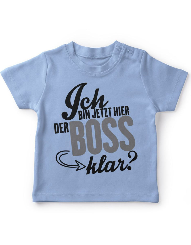 Mikalino Baby / Kinder T-Shirt mit Spruch für Jungen Mädchen Unisex kurzarm Ich bin jetzt hier der Boss, klar? | handbedruckt in Deutschland | Handmade with love - von Mikalino