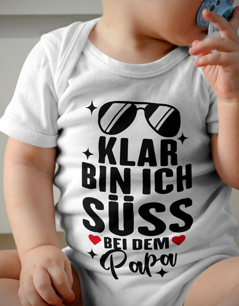 Babybody kurzarm Klar bin ich süß – bei dem Papa - von Mikalino