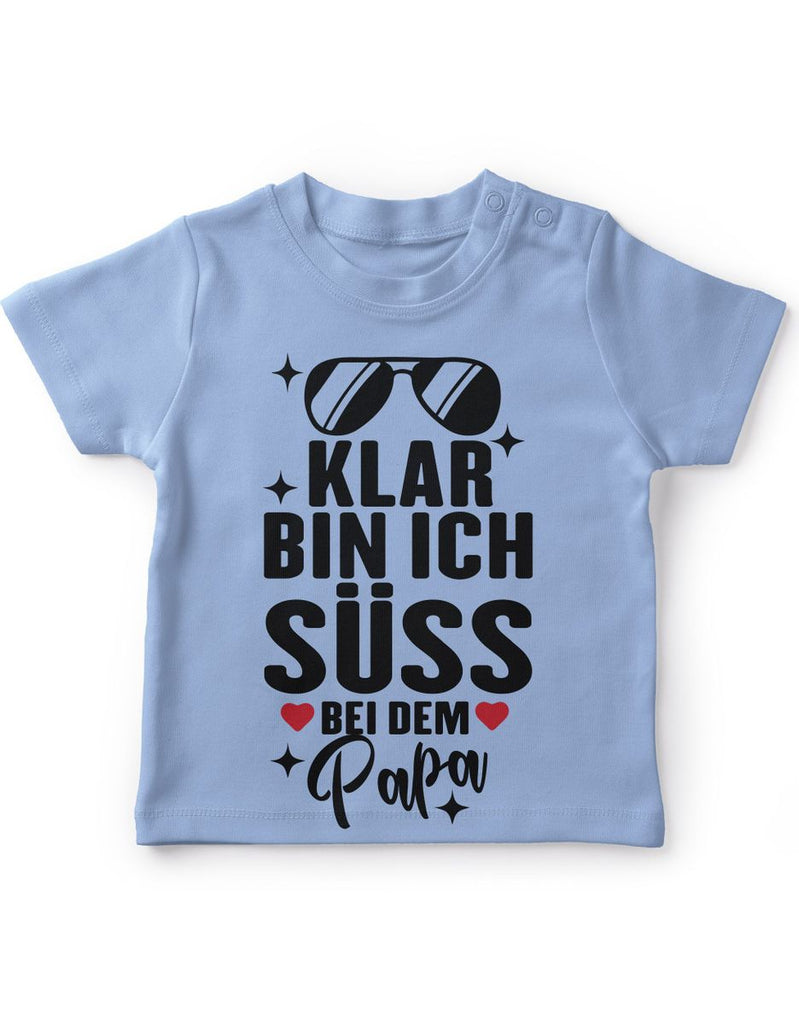 Baby / Kinder T-Shirt kurzarm Klar bin ich süß – bei dem Papa - von Mikalino