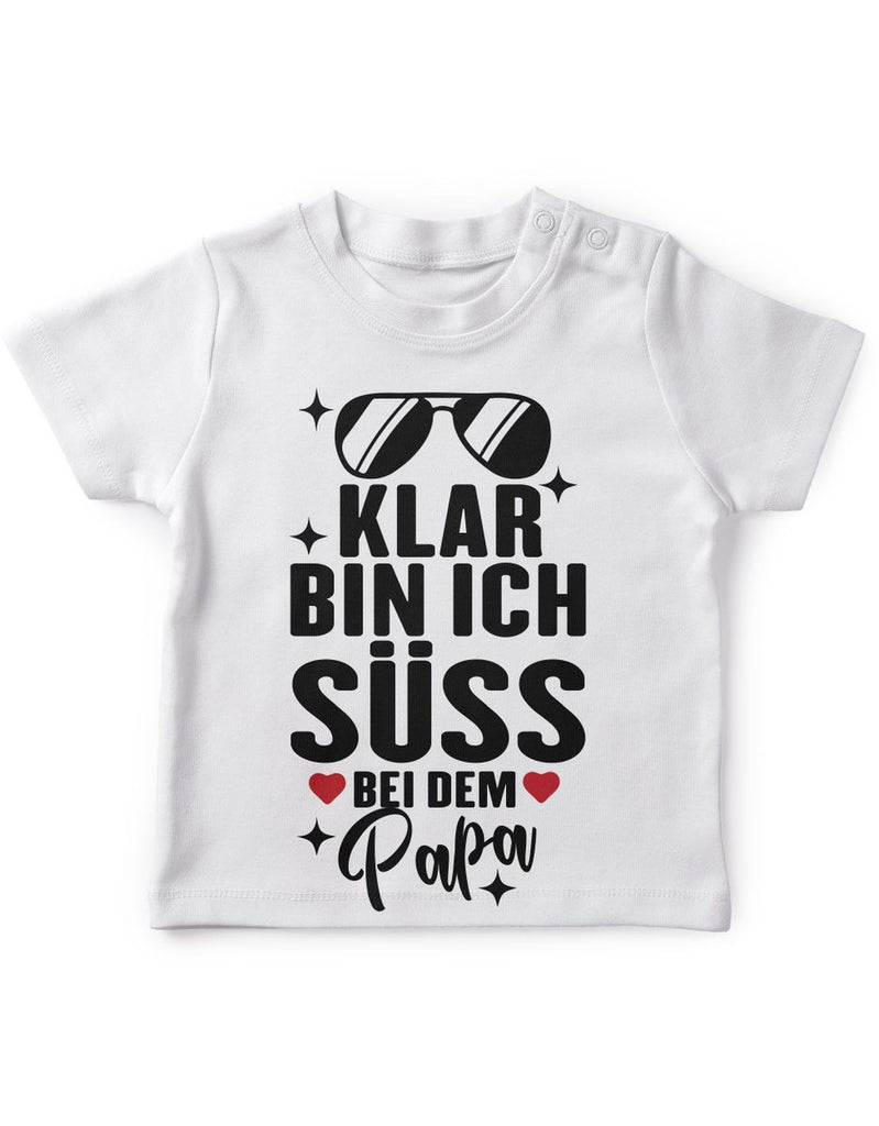 Baby / Kinder T-Shirt kurzarm Klar bin ich süß – bei dem Papa - von Mikalino